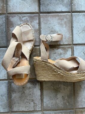 Dolce Vita Beige Suede Espadrille Wedge Sandals